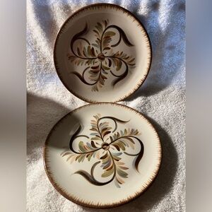 2 Southern Living Brown and Cream Alfresco 7 3/4” Salad Plates